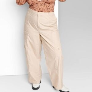 Women's Low-Rise Wide Leg Cargo Pants Wild Fable Beige Size XXL